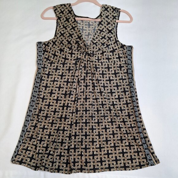 V Neck Short Dress Size L Sleeveless Knotted Front Stretchy Sleeveless Gathered - Picture 3 of 9